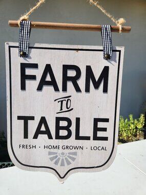 Rustic Farm to Table Hanging Wooden Wall Sign Farmhouse Decor Decoration Country